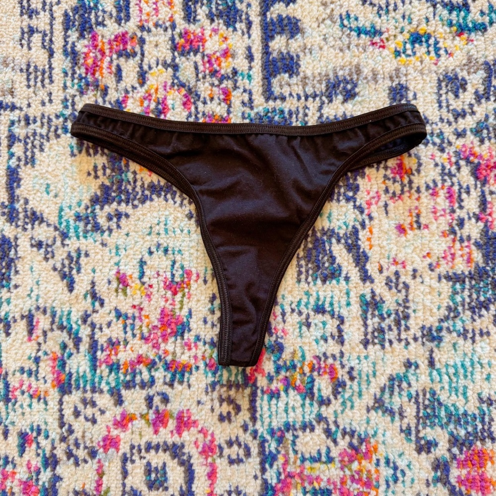 NWOT✨ Los Angeles Apparel Cotton Thong Panty Black Size Medium